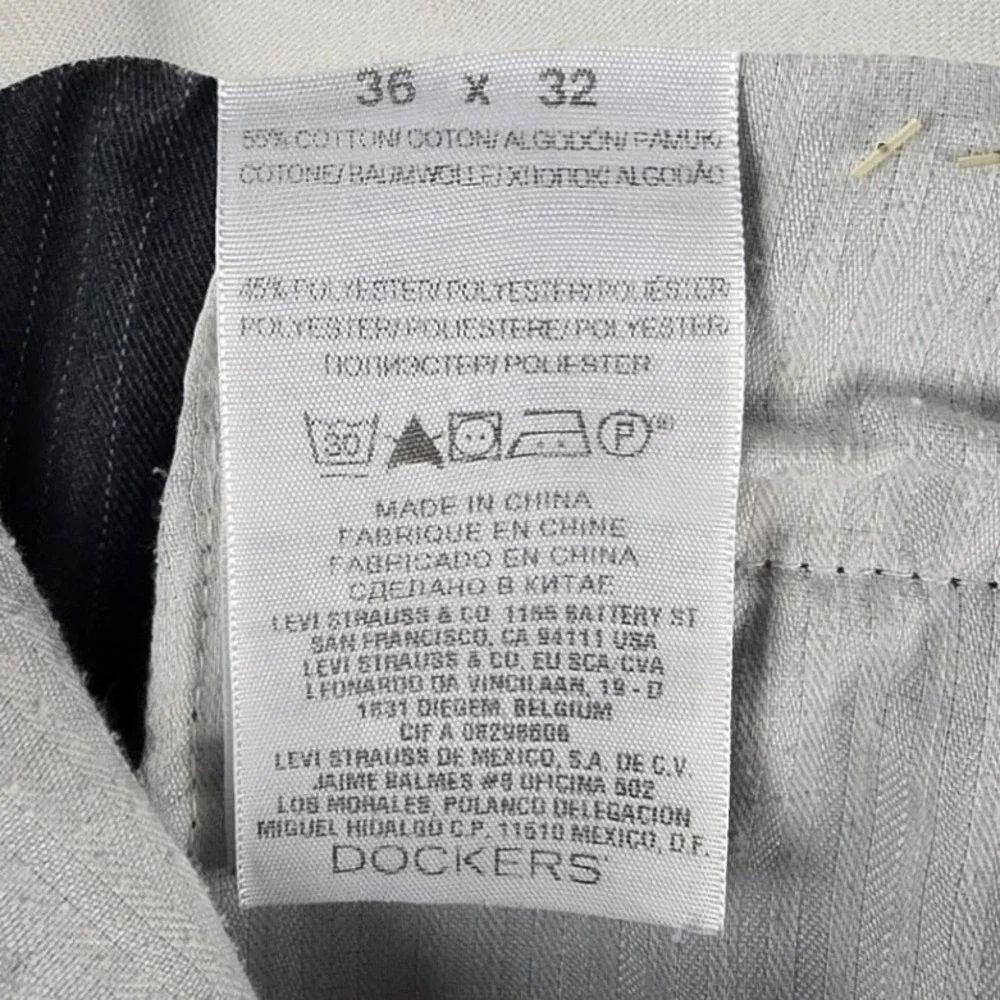Dockers Pinstripe Dress Pants Men 36x32 Gray Straight Leg Business Casual Office